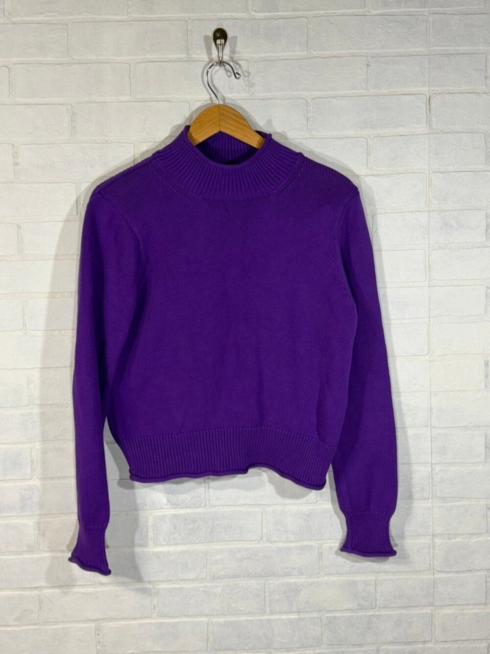 Vintage JCrew 100% Cotton Purple Mockneck Sweater